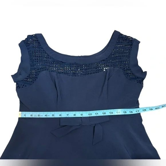 Modcloth Fervour Navy Blue Vintage Style 60s Housewife Bow Detail Dress Sz XL - Picture 10 of 14